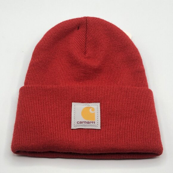 NWT Carhartt A18 Knit Cuffed Beanie Cap 100% Acrylic Hat Made in USA A18-R99 New - Picture 6 of 7